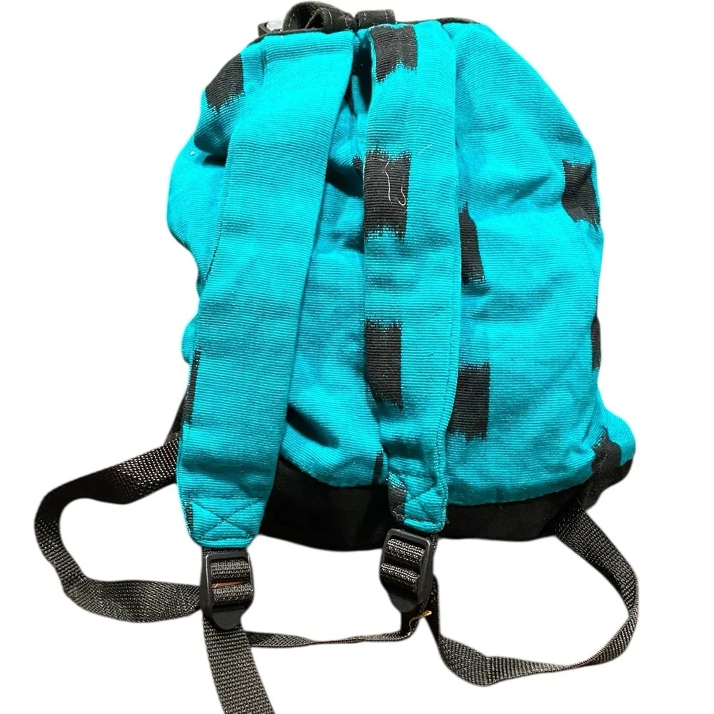 Vintage 90s Y2K LEI Black Faux Leather Suede Mini‎ Backpack Bag w Wallet Pocket